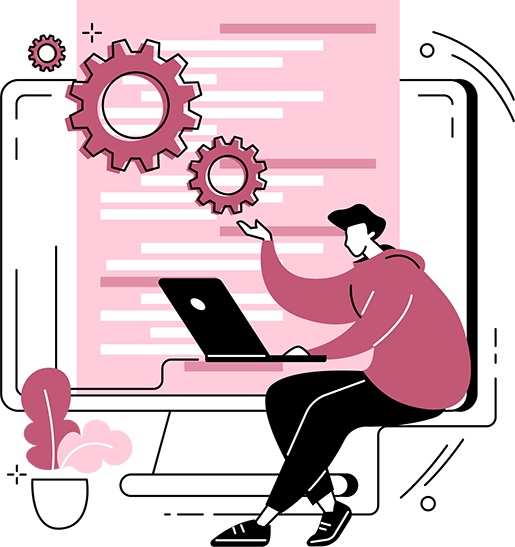 Illustration of Person on Computer